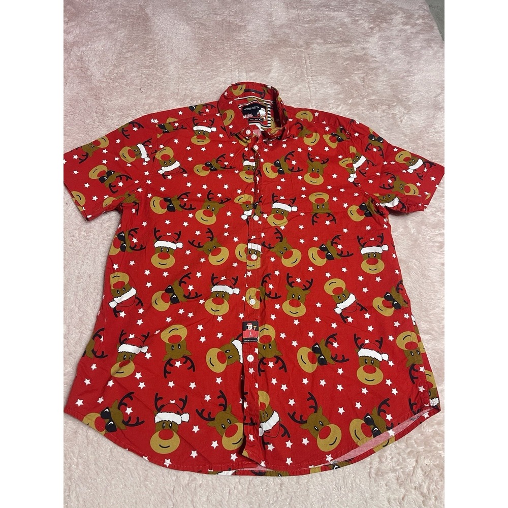 Denim & Flower Ricky Singh Shirt Christmas Cool Reindeer Men's Size L Bin12